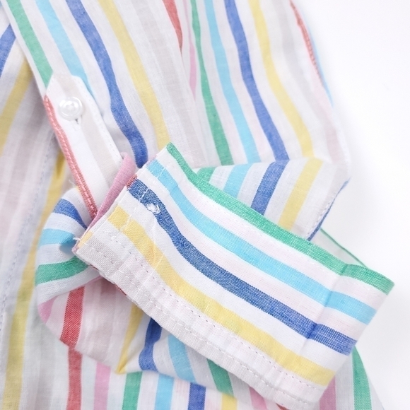 New Lands' End White Striped Cotton Linen Top S - Picture 10 of 16